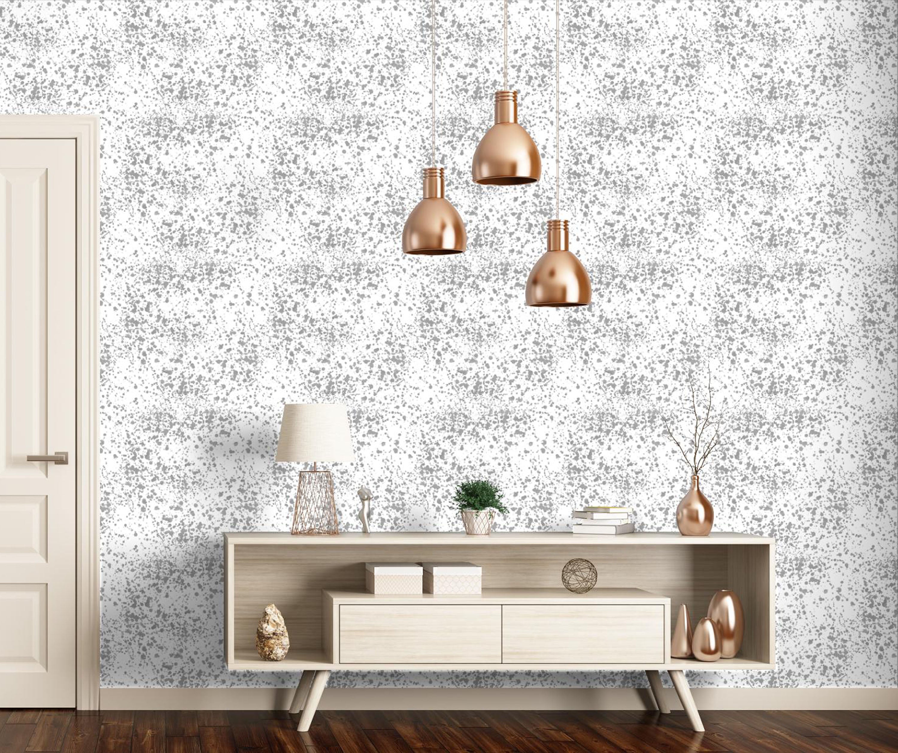 GW6043 Grace & Gardenia Gray Splatter Peel and Stick Wallpaper Roll 20.5 inch Wide x 18 ft. Long, Gray White