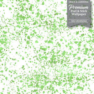 GW6044 Green Splatter Peel and Stick Wallpaper Roll 19 inch Wide x 18 ft. Long Green White