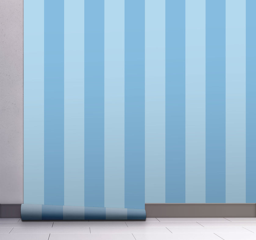 GW6051 Blue Stripes Peel and Stick Wallpaper Roll 19 inch Wide x 18 ft. Long Blue