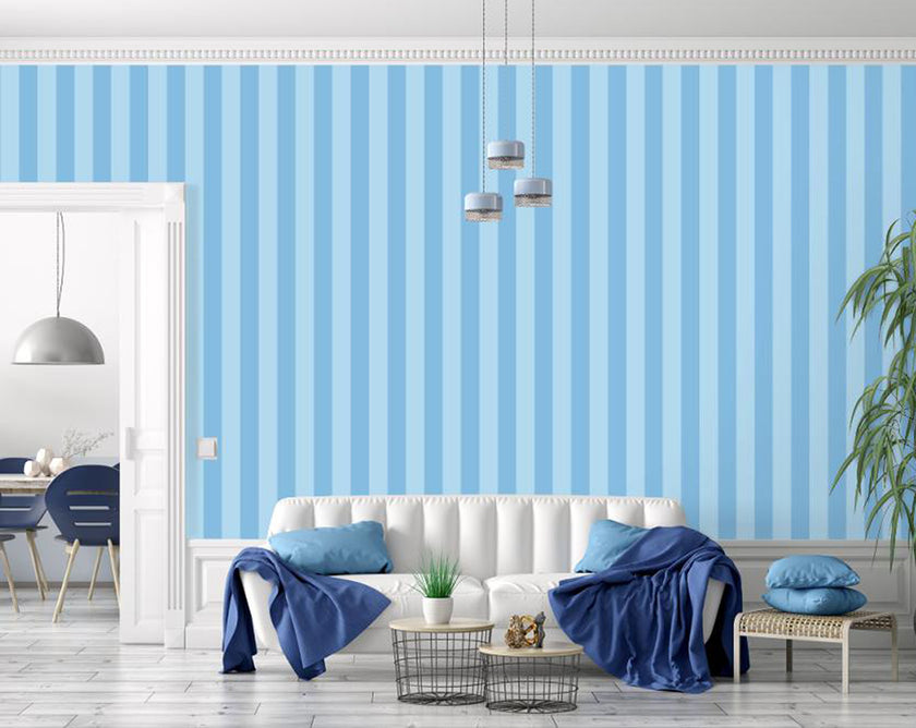 GW6051 Blue Stripes Peel and Stick Wallpaper Roll 19 inch Wide x 18 ft. Long Blue