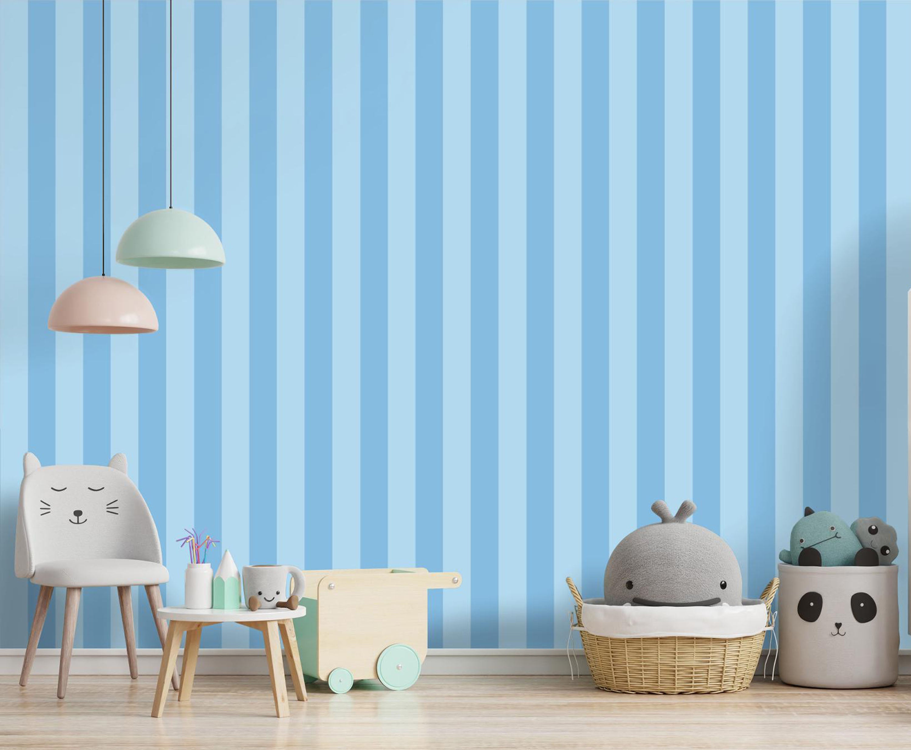 GW6051 Grace & Gardenia Blue Stripes Peel and Stick Wallpaper Roll 20.5 inch Wide x 18 ft. Long, Blue