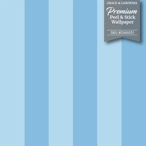 GW6051 Blue Stripes Peel and Stick Wallpaper Roll 19 inch Wide x 18 ft. Long Blue