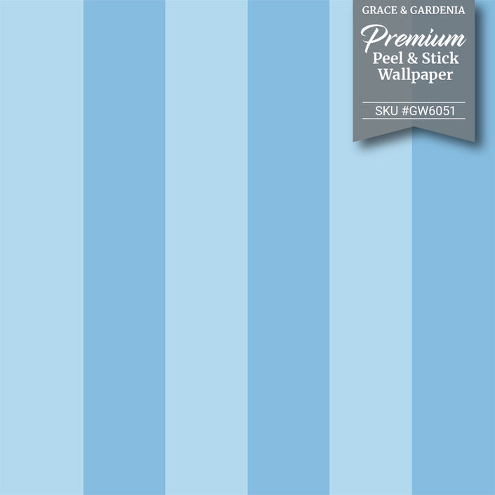 GW6051 Blue Stripes Peel and Stick Wallpaper Roll 19 inch Wide x 18 ft. Long Blue