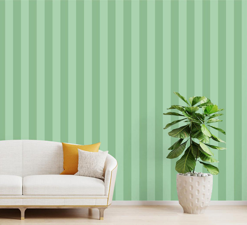 GW6052 Green Stripes Peel and Stick Wallpaper Roll 19 inch Wide x 18 ft. Long Green