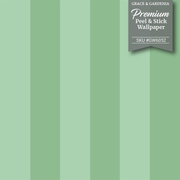 GW6052 Green Stripes Peel and Stick Wallpaper Roll 19 inch Wide x 18 ft. Long Green