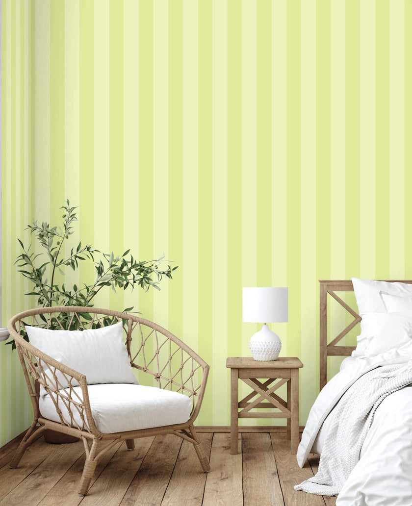 GW6053 Lemon Stripes Peel & Stick Wallpaper Roll 19 inch W x 18ft L, Yellow