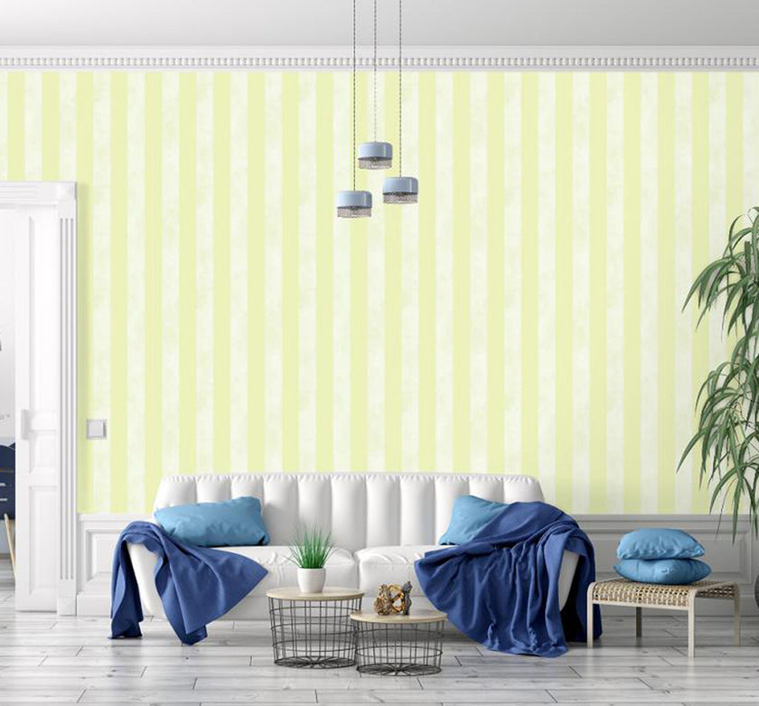 GW6054 Lemon Textured Stripes Peel & Stick Wallpaper Roll 19in W x 18ft L Yellow Off White