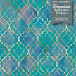 GW7011 Watercolor Moroccan Pattern Peel and Stick Wallpaper Roll 20.5 inch  x 18 ft. Long Turquoise Purple Blue Tan