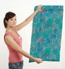 GW7011 Watercolor Moroccan Pattern Peel and Stick Wallpaper Roll 20.5 inch  x 18 ft. Long Turquoise Purple Blue Tan