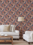 GW7031 Grace & Gardenia Diagonal Red Brick Peel and Stick Wallpaper Roll 20.5 inch Wide x 18 ft. Long, Red Orange