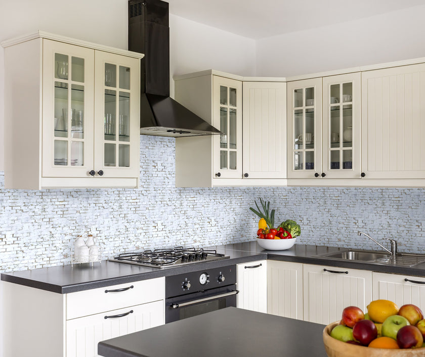 GW7041 White Painted Brick Peel and Stick Wallpaper Roll 19 inch Wide x 18 ft. Long White Gray