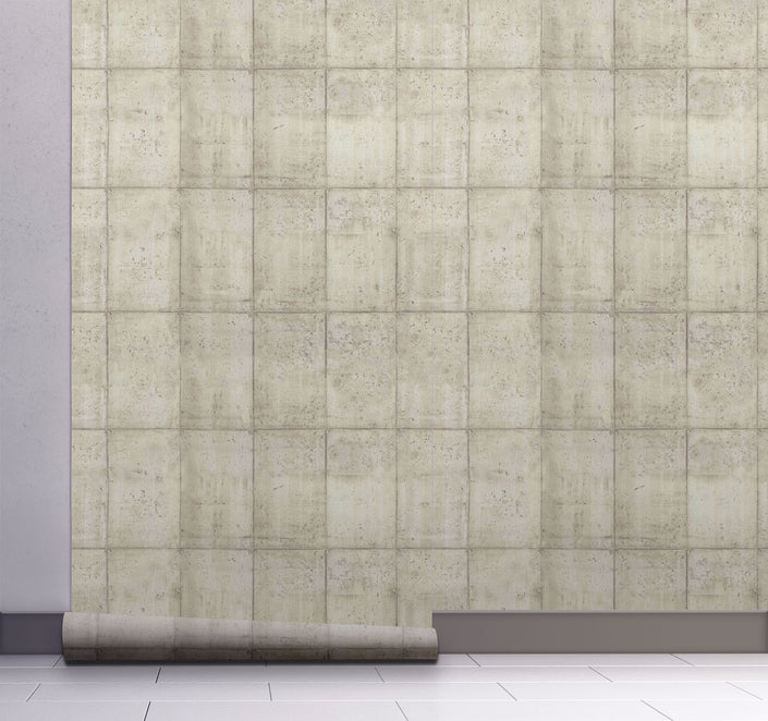 GW7061 Vertical Concrete Blocks Peel and Stick Wallpaper Roll 19 inch Wide x 18 ft. Long Beige