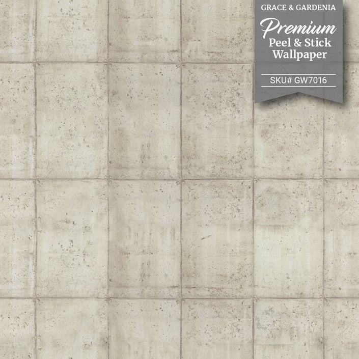 GW7061 Vertical Concrete Blocks Peel and Stick Wallpaper Roll 19 inch Wide x 18 ft. Long Beige