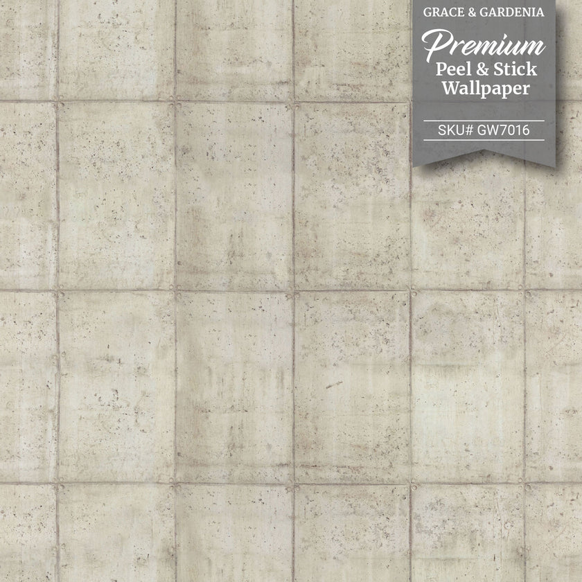 GW7061 Vertical Concrete Blocks Peel and Stick Wallpaper Roll 19 inch Wide x 18 ft. Long Beige