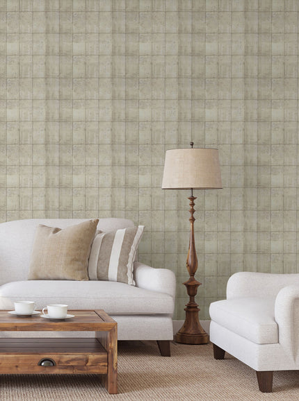 GW7061 Vertical Concrete Blocks Peel and Stick Wallpaper Roll 19 inch Wide x 18 ft. Long Beige
