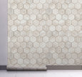 GW7081 Grace & Gardenia Wooden Hexagon Pattern Peel and Stick Wallpaper Roll 20.5 inch Wide x 18 ft. Long, Beige