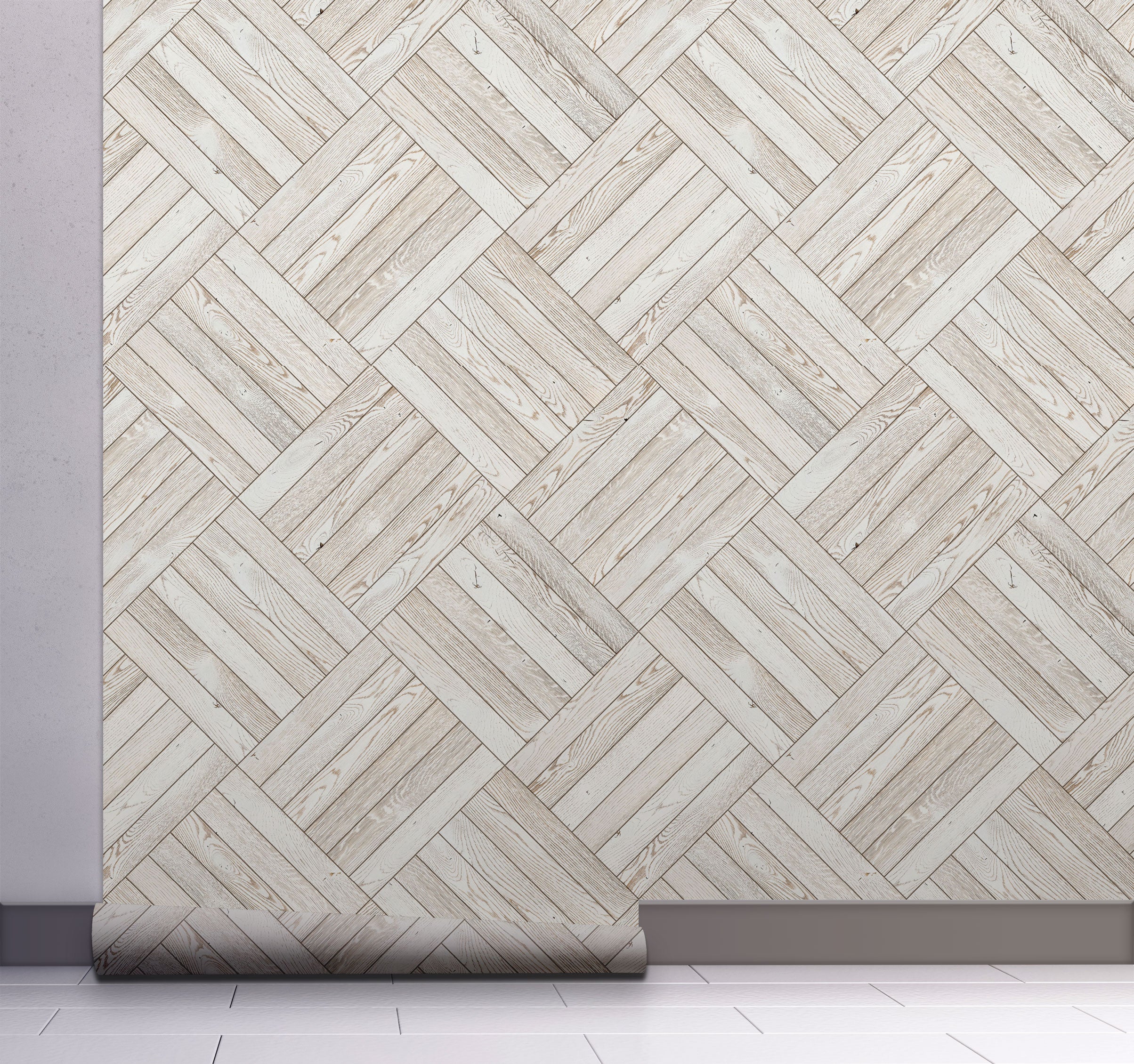 GW7091 Grace & Gardenia Diagonal Wooden Pattern Peel and Stick Wallpaper Roll 20.5 inch Wide x 18 ft. Long, Beige