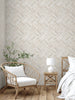 GW7091 Grace & Gardenia Diagonal Wooden Pattern Peel and Stick Wallpaper Roll 20.5 inch Wide x 18 ft. Long, Beige