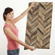 GW7101 Grace & Gardenia Wooden Chevron Pattern Peel and Stick Wallpaper Roll 20.5 inch Wide x 18 ft. Long, Brown