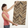 GW7101 Grace & Gardenia Wooden Chevron Pattern Peel and Stick Wallpaper Roll 20.5 inch Wide x 18 ft. Long, Brown