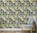 GW8011 Grace & Gardenia Exotic Crested Royal Cranes and Peel Stick Wallpaper Roll 20.5 inch Wide x 18 ft. Long, Green Gray White