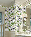 GW8012 Grace & Gardenia Exotic Crested Royal Cranes Peel and Stick Wallpaper Roll 20.5 inch Wide x 18 ft. Long, Green White Gray Brown