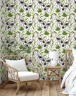 GW8012 Grace & Gardenia Exotic Crested Royal Cranes Peel and Stick Wallpaper Roll 20.5 inch Wide x 18 ft. Long, Green White Gray Brown