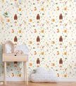 GW9021 Grace & Gardenia Painted Forest Animals Peel and Stick Wallpaper Roll 20.5 inch Wide x 18 ft. Long, Cream Brown Orange Green