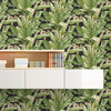 Grace & Gardenia Tropical Banana Leaf on Black 27 in Peel and Stick wallpaper