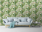 Grace & Gardenia Tropical Banana Leaf on White 27 inch Peel and Stick Premium wallpaper