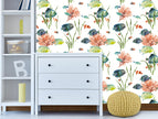 Grace & Gardenia Tropical Fish Wallpaper White  27 in   Peel and Stick wallpaper