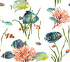 Grace & Gardenia Tropical Fish Wallpaper White  27 in   Peel and Stick wallpaper