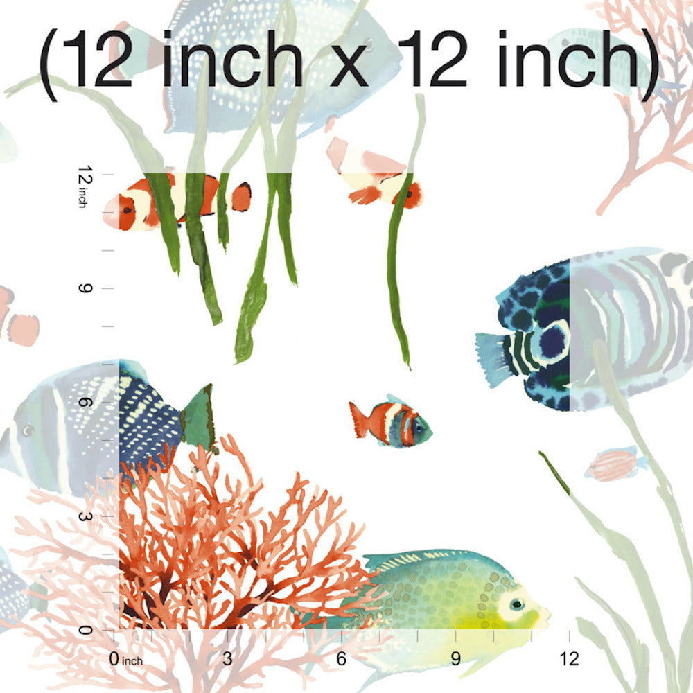 Grace & Gardenia Tropical Fish Wallpaper White  27 in   Peel and Stick wallpaper