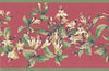 Wallpaper For Less JT7486B Floral Wallpaper Border, Green Red Painted