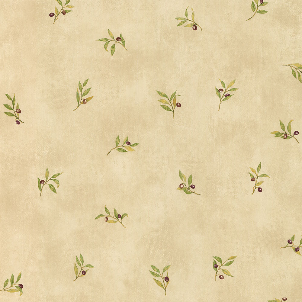 Norwall Wallcoverings KK26718 Kitchen Elements Olive Sidewall Wallpaper Cream, Green, Purple