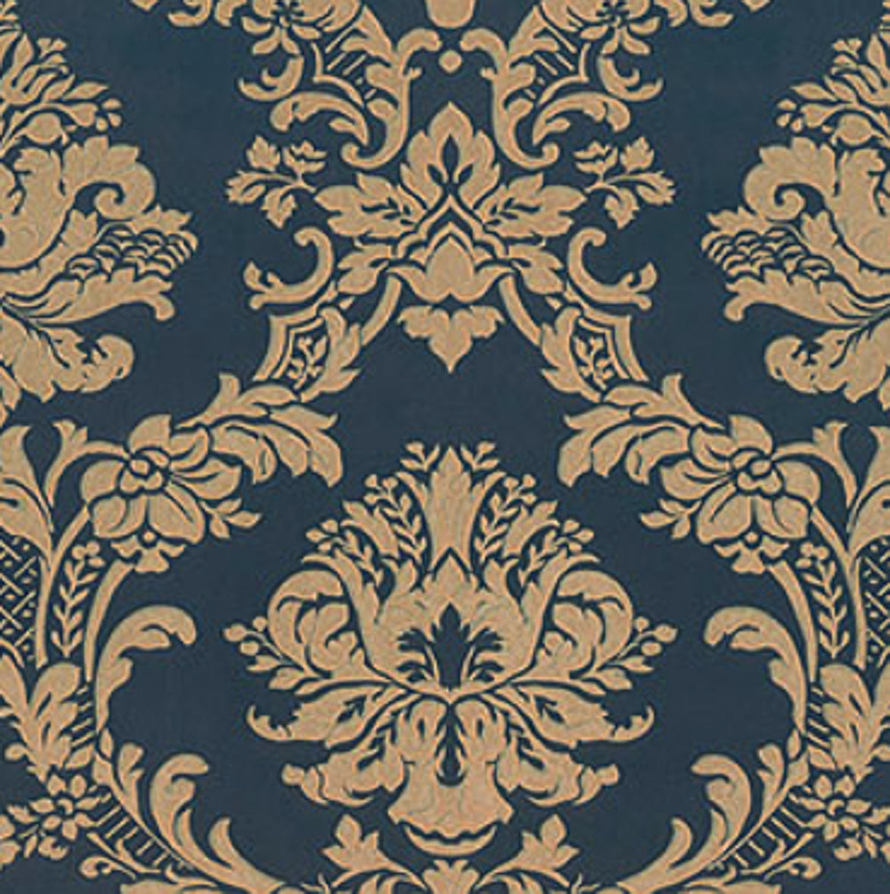 Grace & Gardenia G5006 Regal Damask Wallpaper, Blue Gold