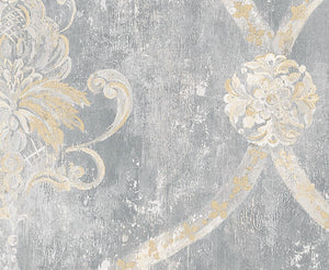 Grace & Gardenia G5007 Vintage Damask Wallpaper Grey Beige