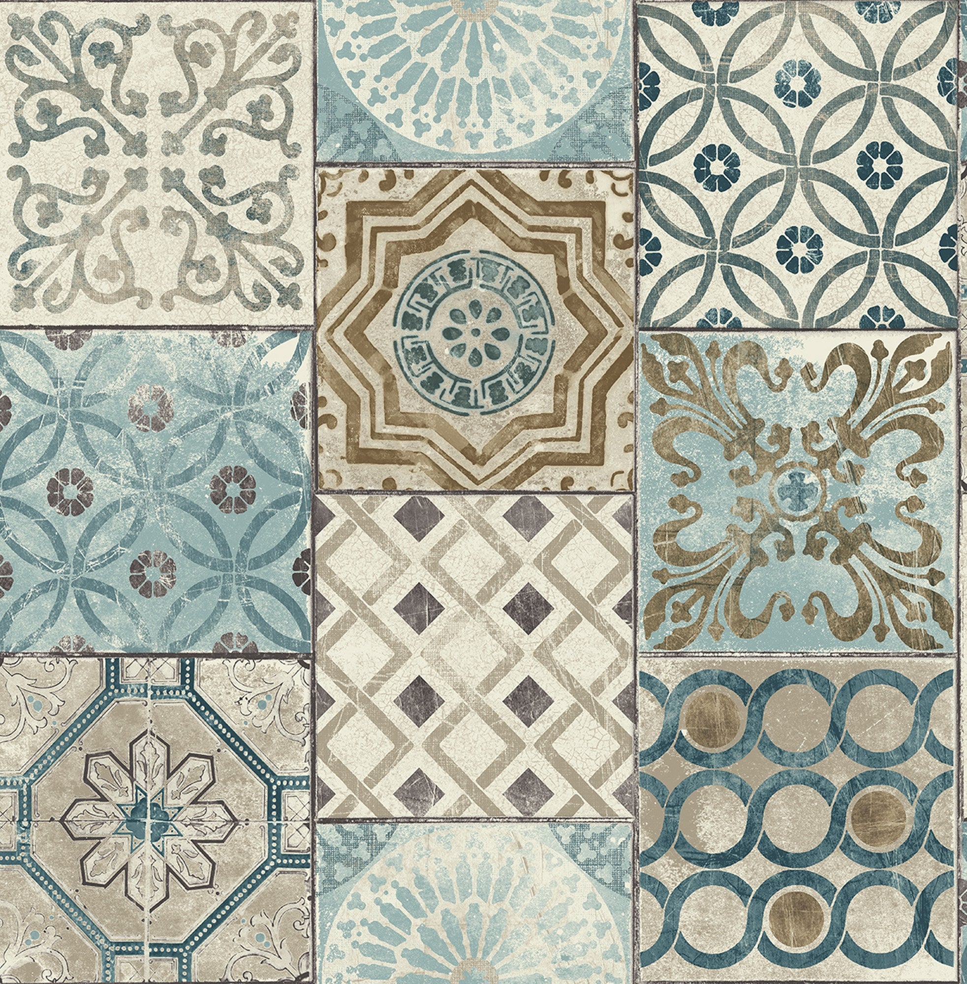 NextWall Moroccan Style Peel and Stick NW30002 Mosaic Tile Wallpaper Blue