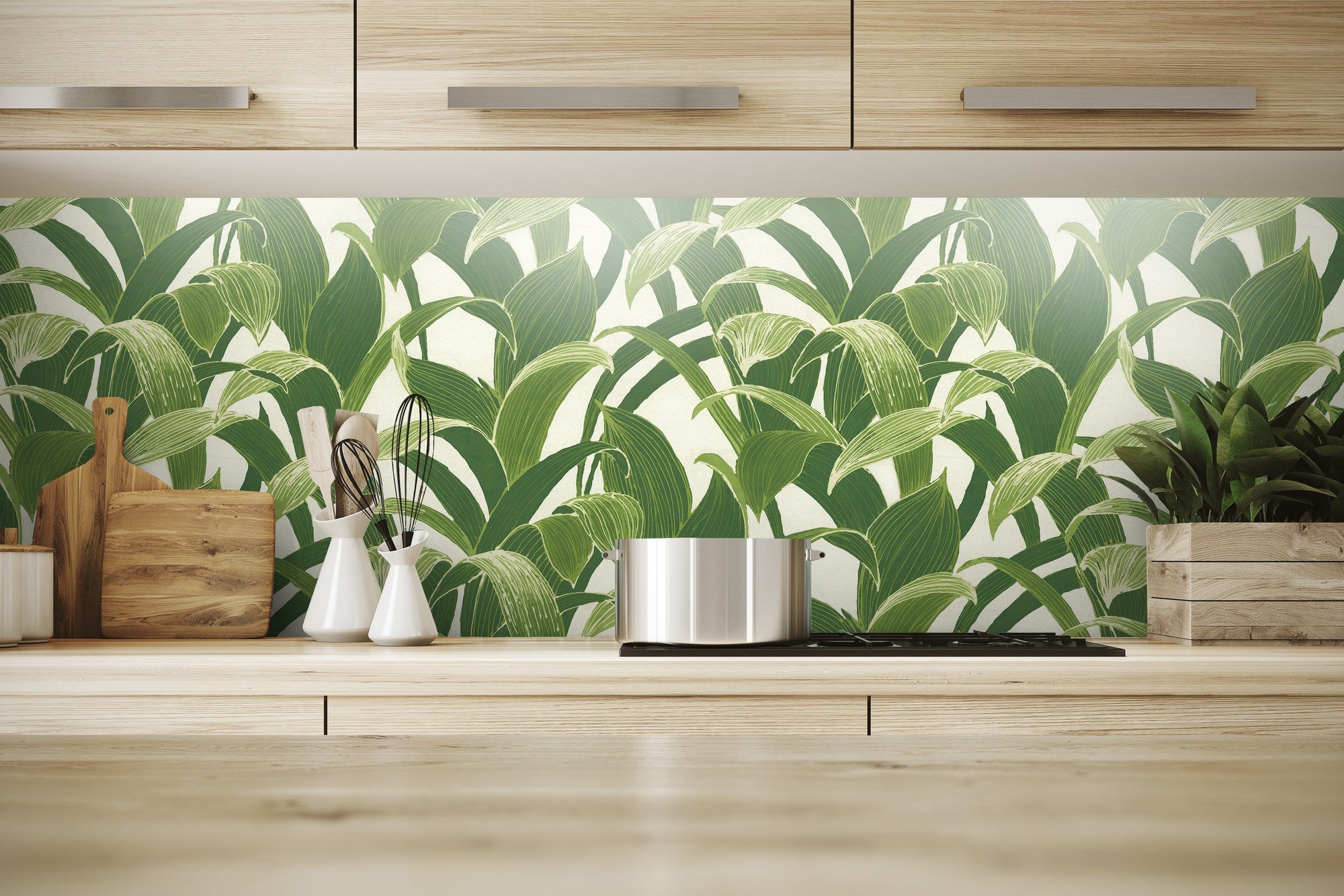 Tropical Banana Leaves Peel & Stick Wallpaper GW1004A Green