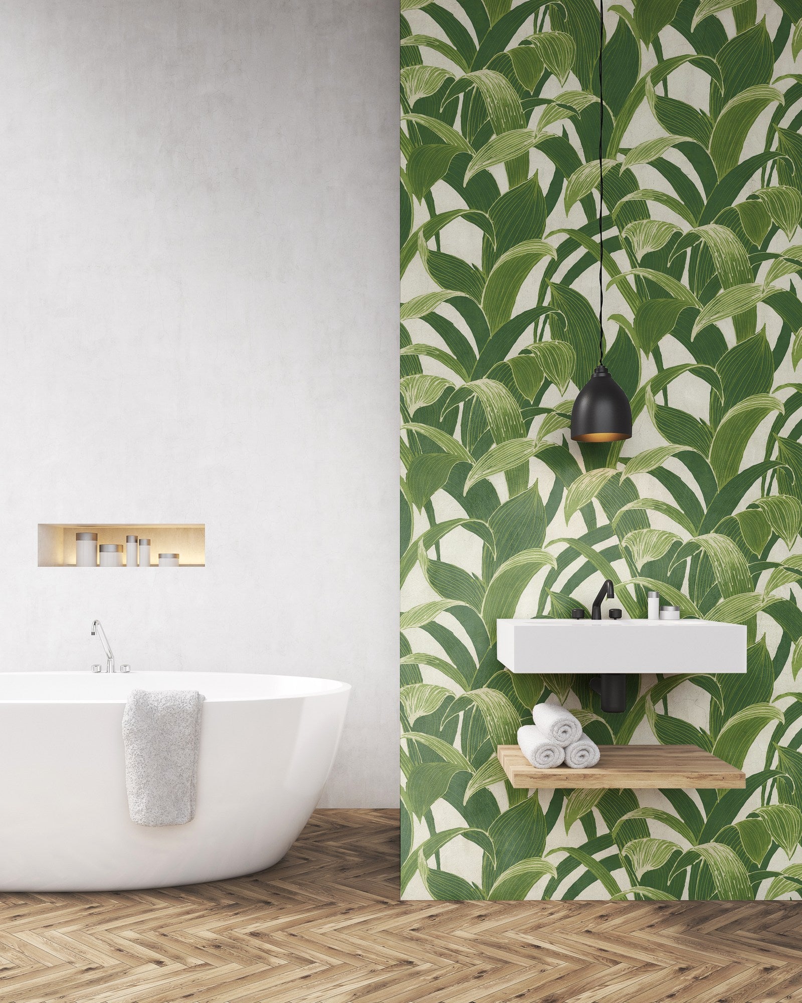 Tropical Banana Leaves Peel & Stick Wallpaper GW1004, Green