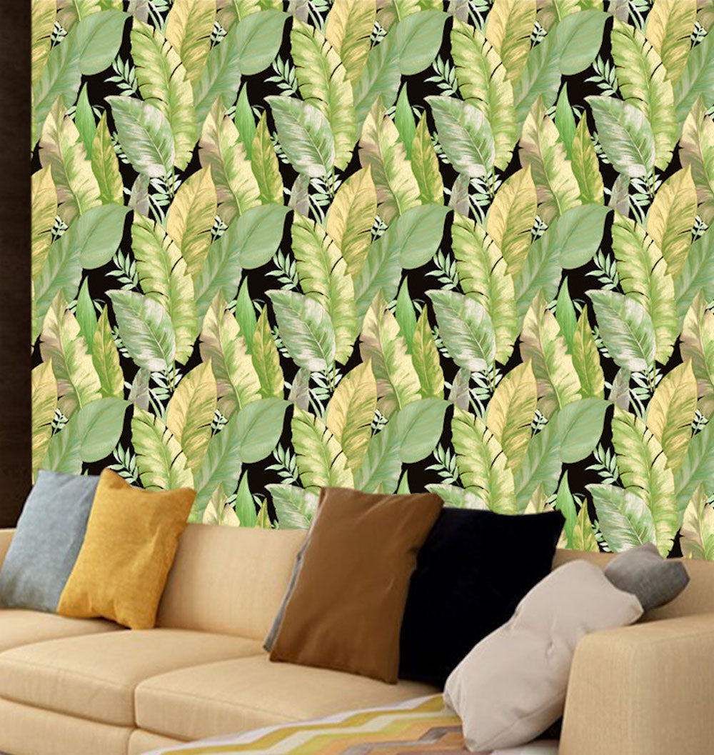 Grace & Gardenia G440103 Tropical Banana Leaf Black/Green