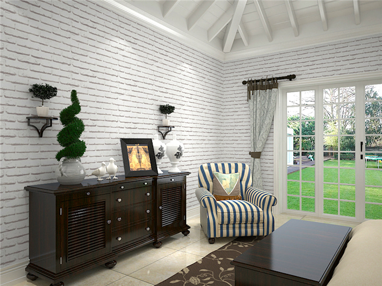 Grace & Gardenia G777-3 White Brick wallpaper