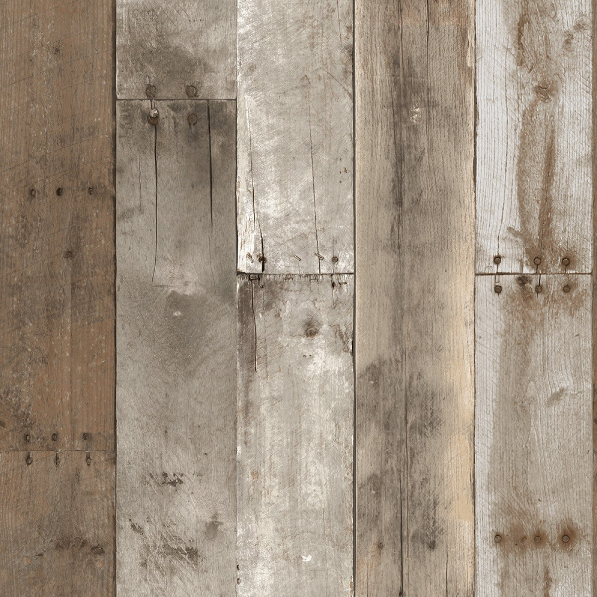 Tempaper RE504 Repurposed Weathered Wood Self-Adhesive Wallpaper; Brown/White