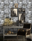 Grace & Gardenia GMK1020 Modern Patchwork Gray Blue Wallpaper