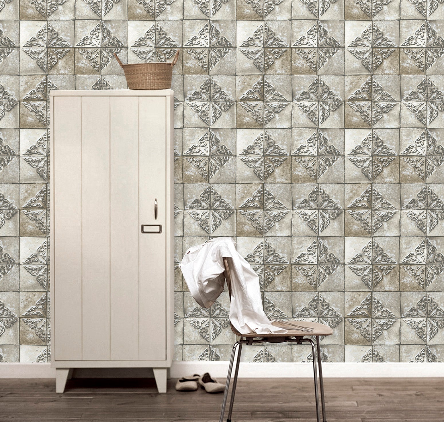 Grace & Gardenia GMK1021 Modern Patchwork Gray  Wallpaper