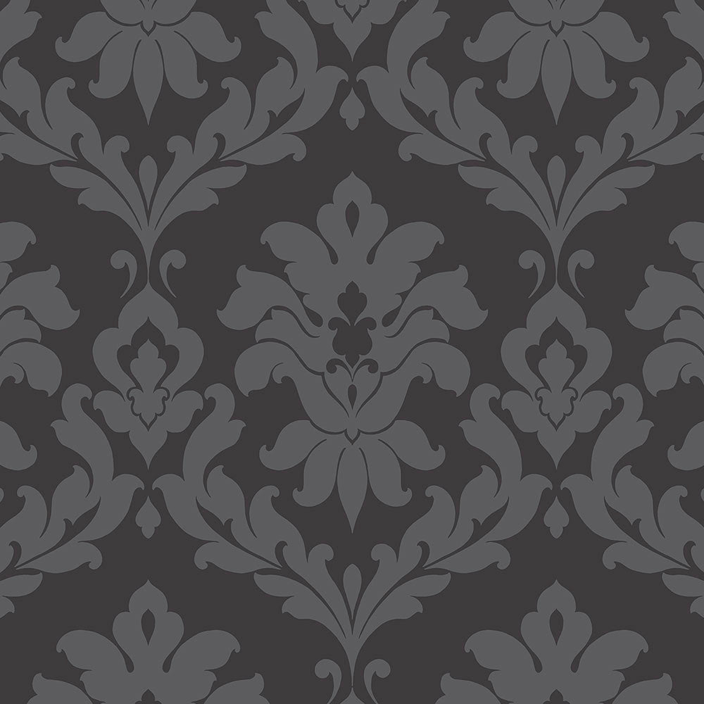 Norwall VG26227P Plaza Damask Wallpaper - Damask Theme in Black - Double Roll