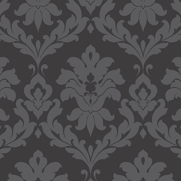 Norwall VG26227P Plaza Damask Wallpaper - Damask Theme in Black - Double Roll